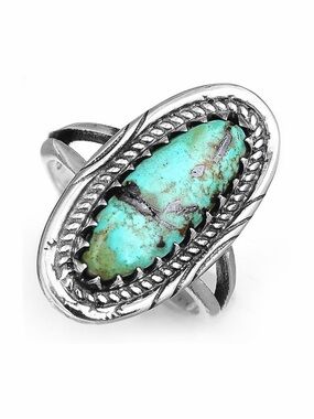 Sterling Silver Turquoise Oval Statement Ring - Turquoise